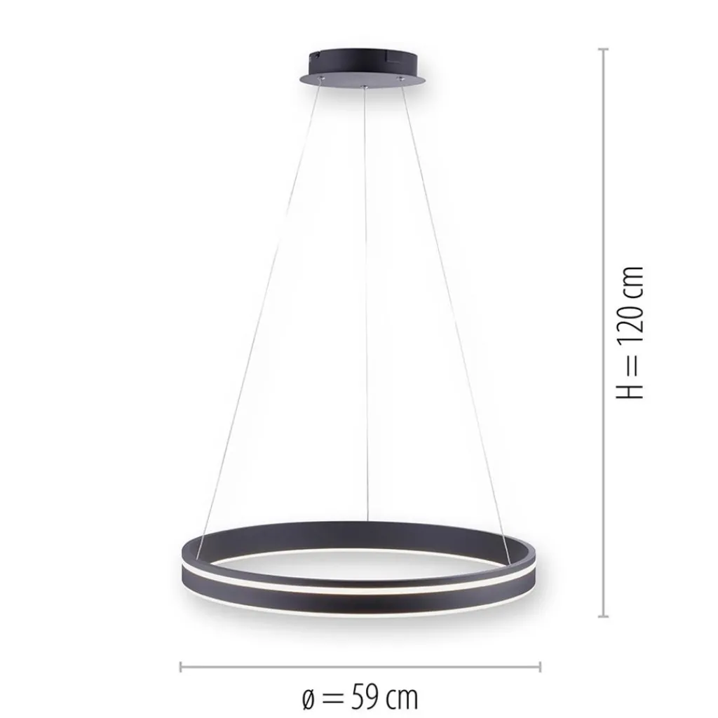 Straluma Hanglamp zwart ring 60cm + afst.bed.CCT> Hanglampen|Smart lampen