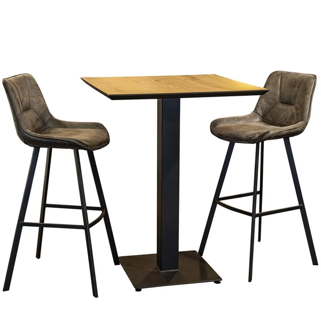 Straluma Horeca Bartafel vierkant 80x80 zwart met eiken> Bartafels