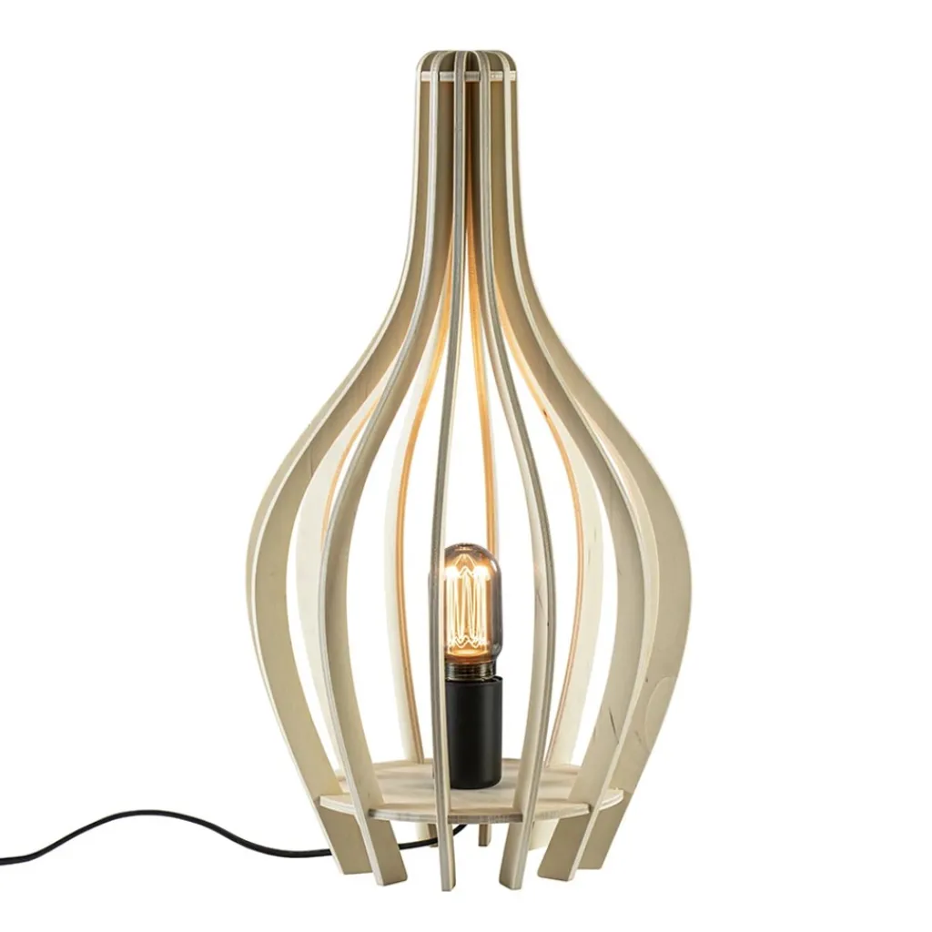 Straluma Houten tafellamp kegel naturel met zwart> Keukenverlichting|Tafellampen