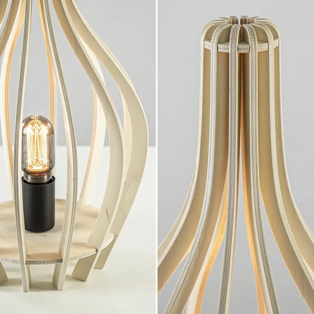 Straluma Houten tafellamp kegel naturel met zwart> Keukenverlichting|Tafellampen