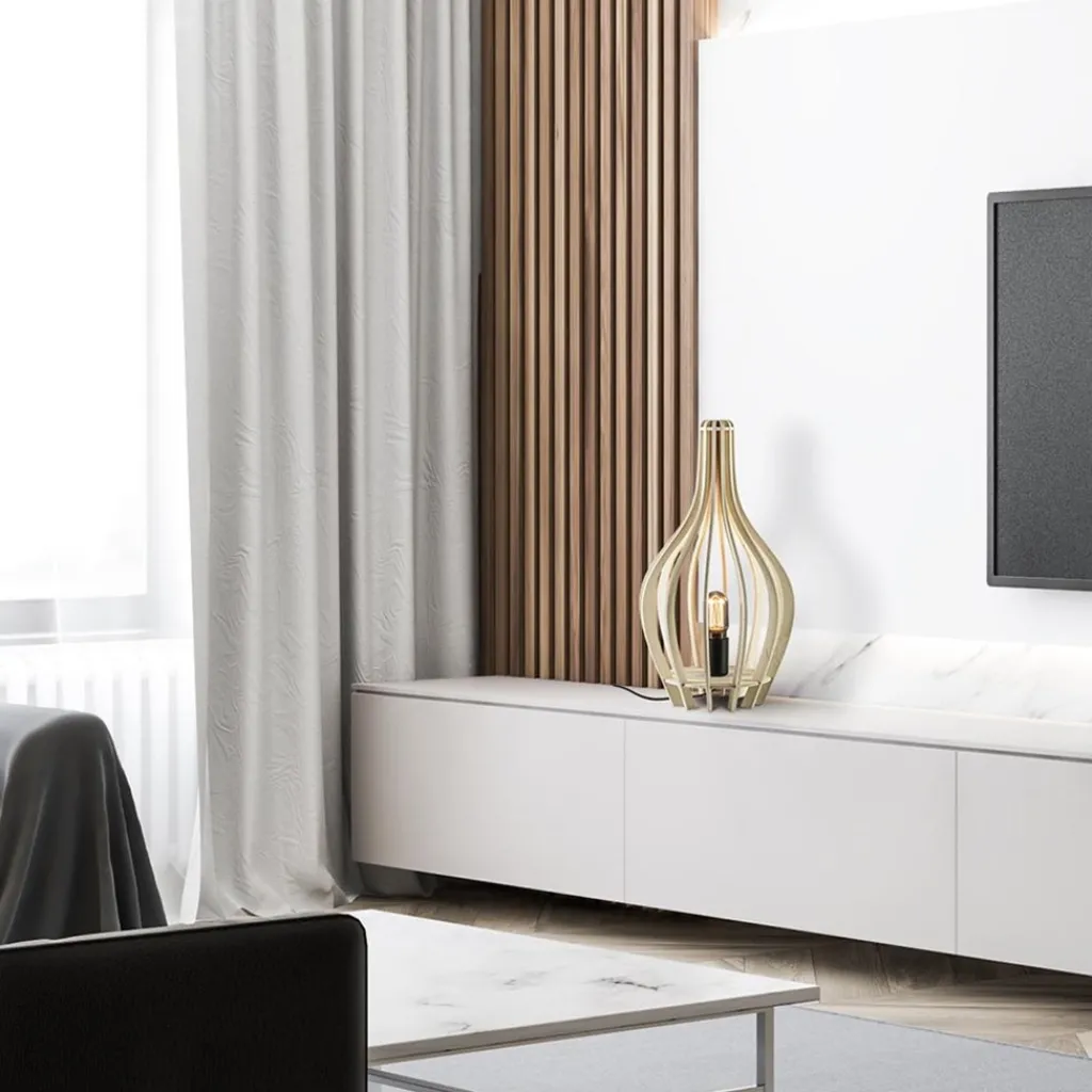 Straluma Houten tafellamp kegel naturel met zwart> Keukenverlichting|Tafellampen