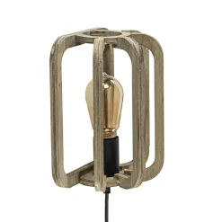 Straluma Houten wandlamp met zwarte fitting en snoer> Kooilampen|Woonkamerlampen