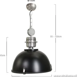 Straluma Industriele hanglamp zwart voor eettafel><noscript><img width=