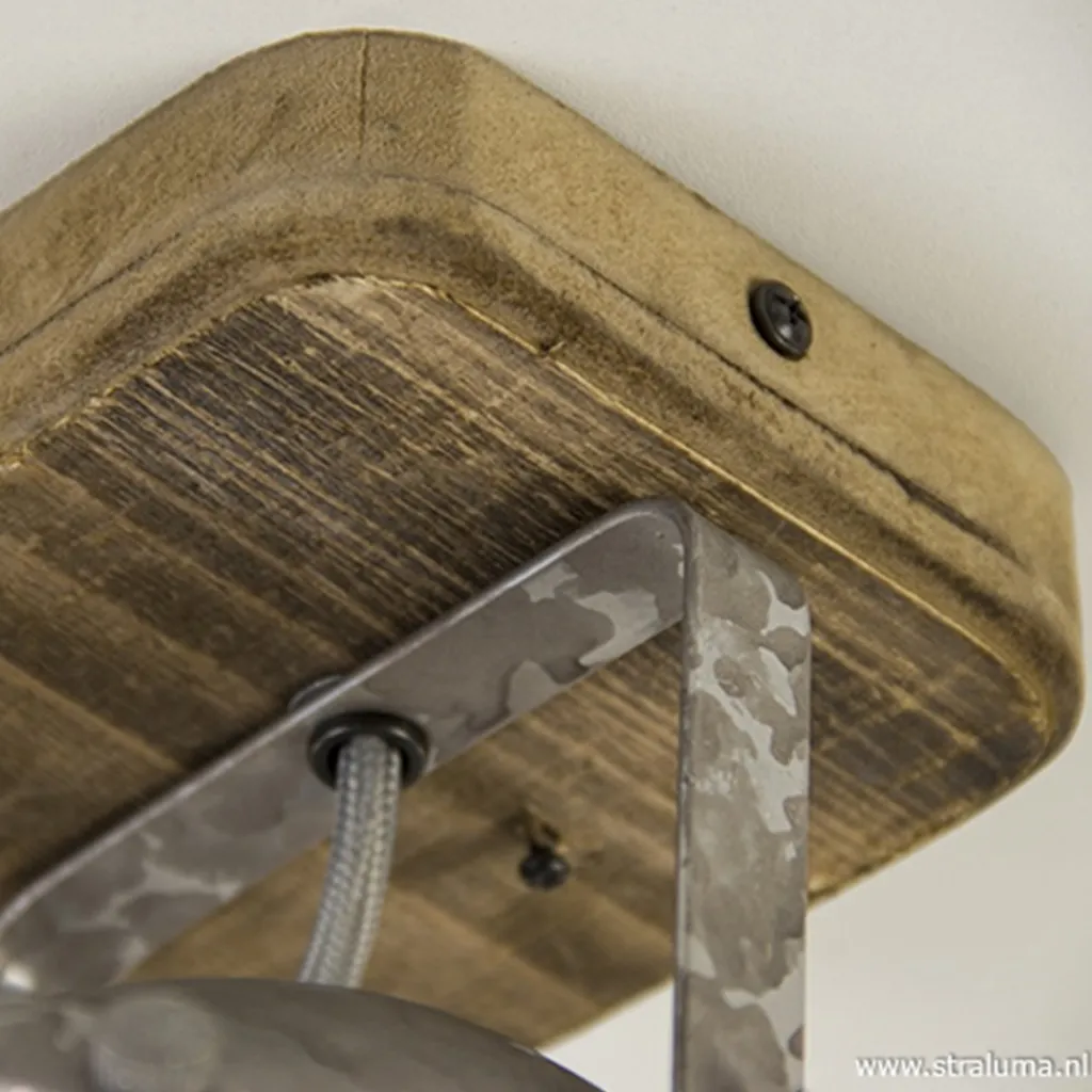 Straluma Industriele wand/plafondspot hout metaal> Opbouwspots|Woonkamerlampen