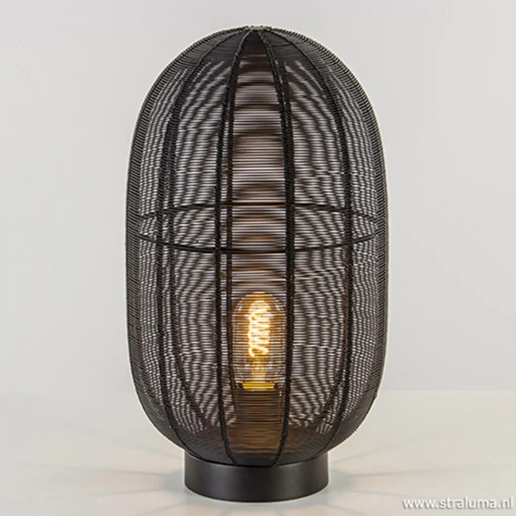 Straluma Industriële draad tafellamp Ophra zwart> Draadlampen|Light and Living