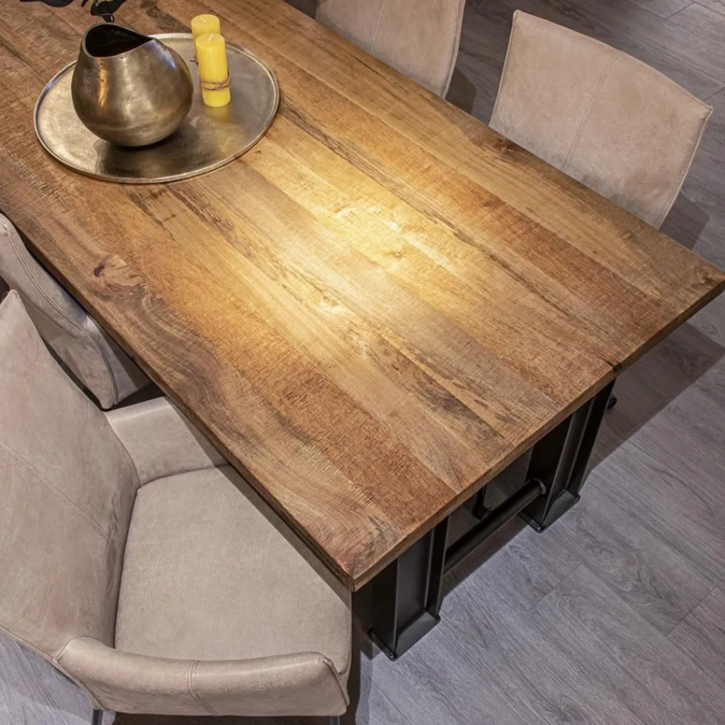 Straluma Industriële eettafel rechthoekig blad met metalen poot> Eettafels