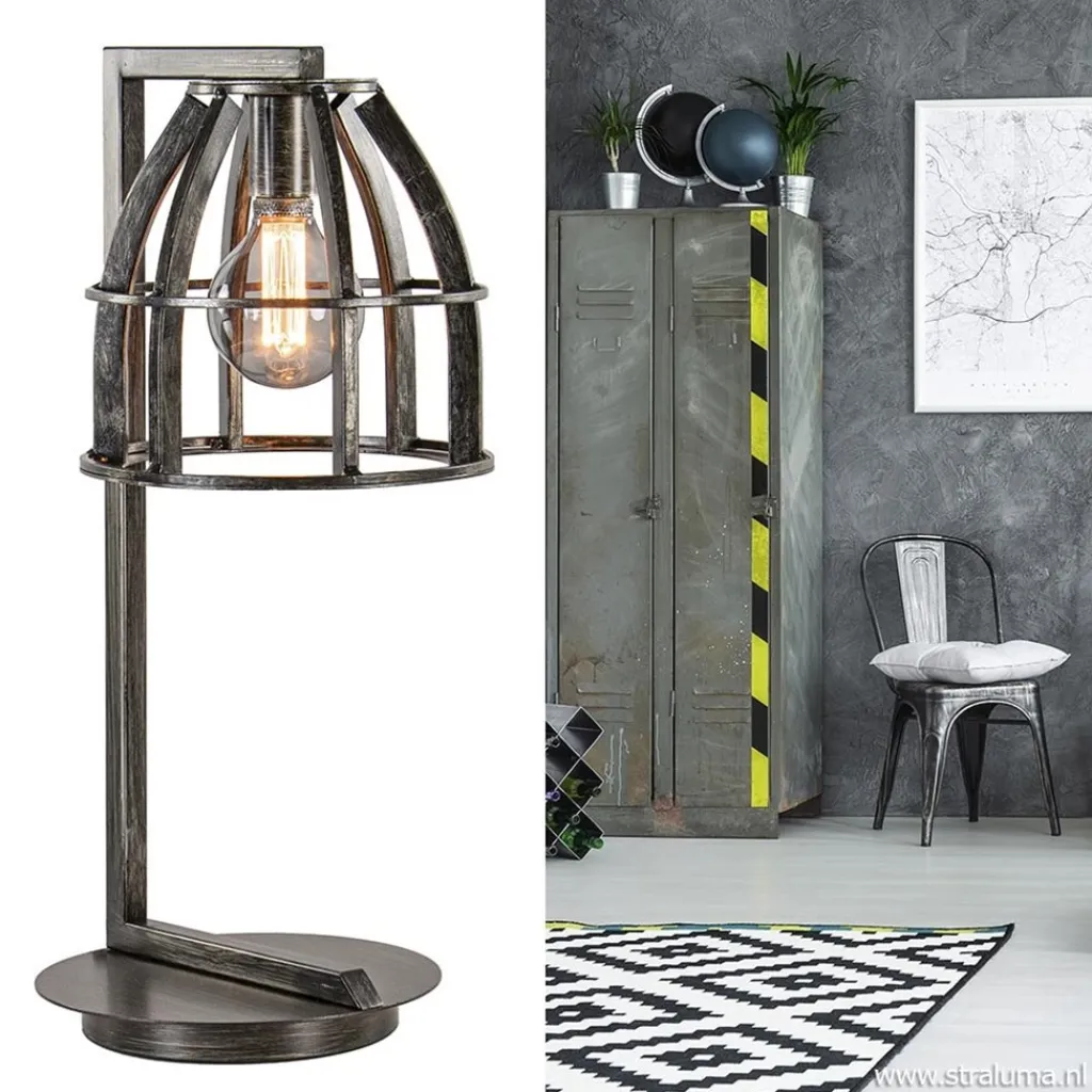 Straluma Industriële tafellamp antiek zwart> Slaapkamerlampen|Halverlichting