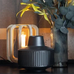 Straluma Industriële tafellamp houten kooi met mat zwart><noscript><img width=