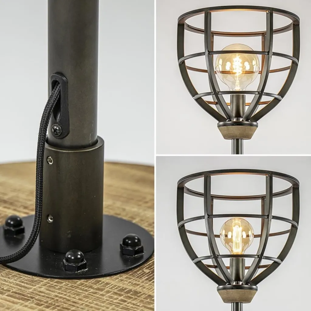 Straluma Industriële vloerlamp zwart staal met houten details> Vloerlampen|Industriële Verlichting