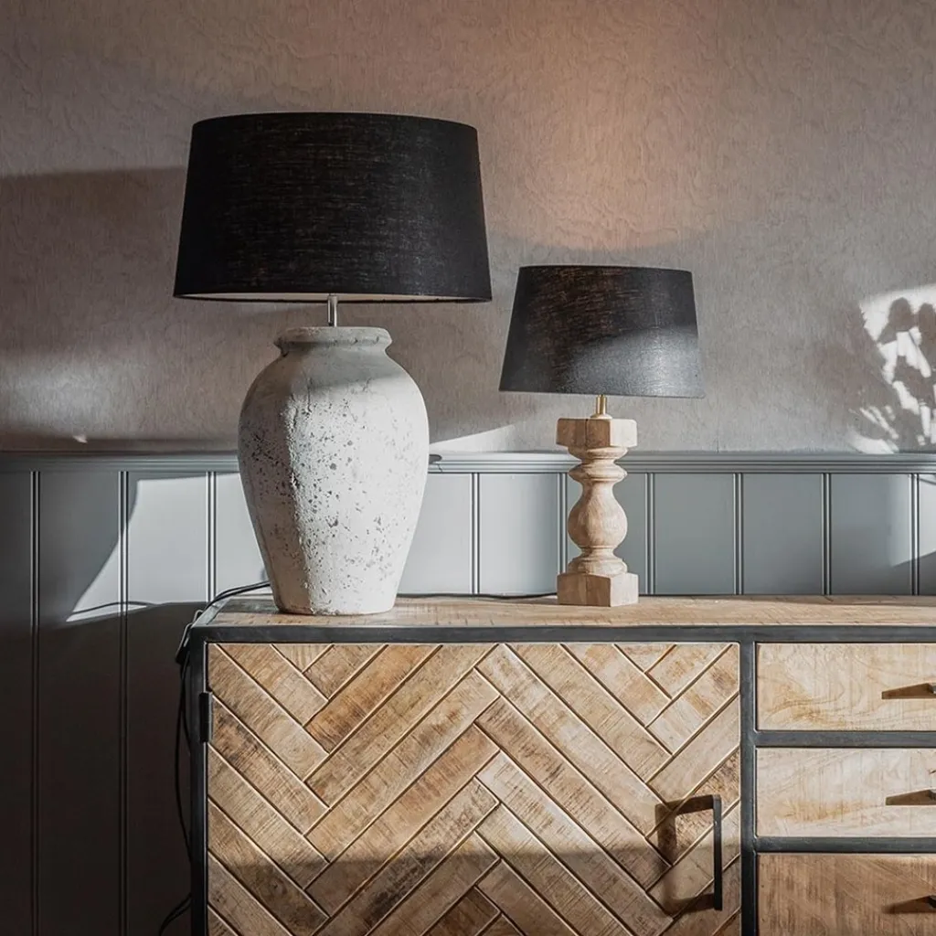 Straluma Kap Bridge zwart linnen 45x25> Lampenkappen|Landelijke Verlichting