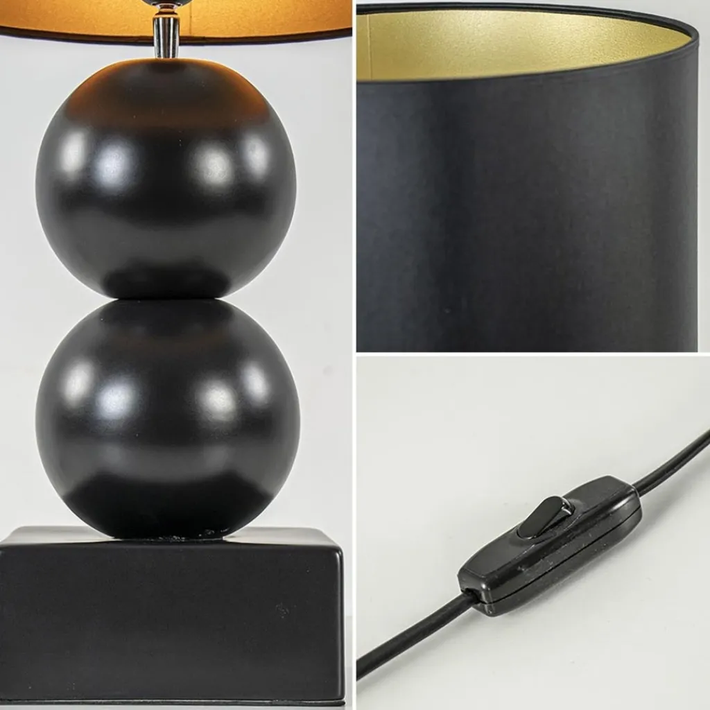 Straluma Keramieken tafellamp bollen zwart met kap> Tafellampen|Schemerlampen