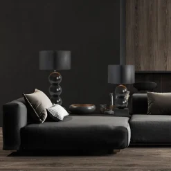 Straluma Keramieken tafellamp bollen zwart met kap><noscript><img width=