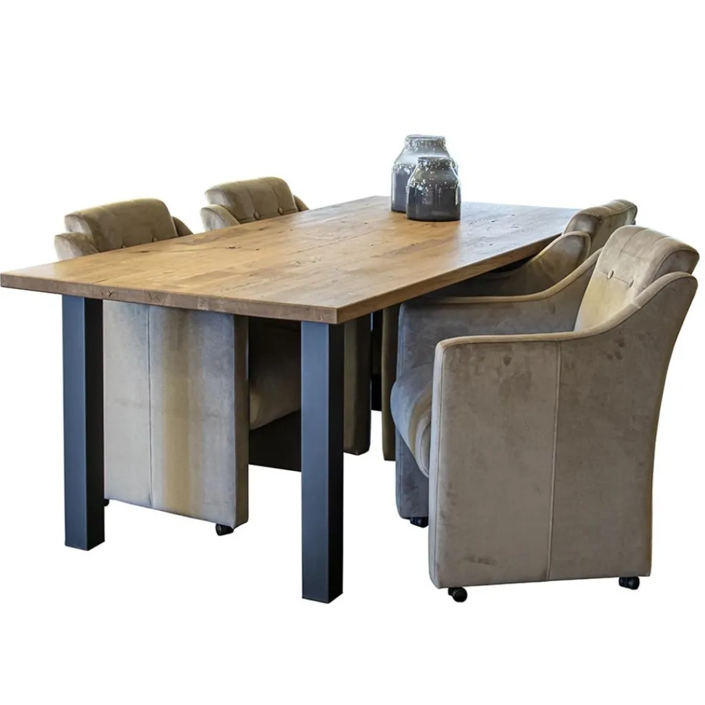 Straluma Klassiek landelijke eetkamerstoel op wieltjes> Eetkamerstoelen