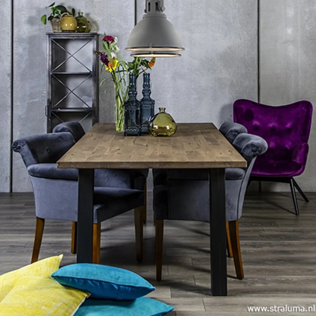 Straluma Klassieke armstoel kersenhout in stof> Eetkamerstoelen