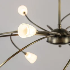 Straluma Klassieke eettafelhanglamp brons met wit glas dim to warm><noscript><img width=