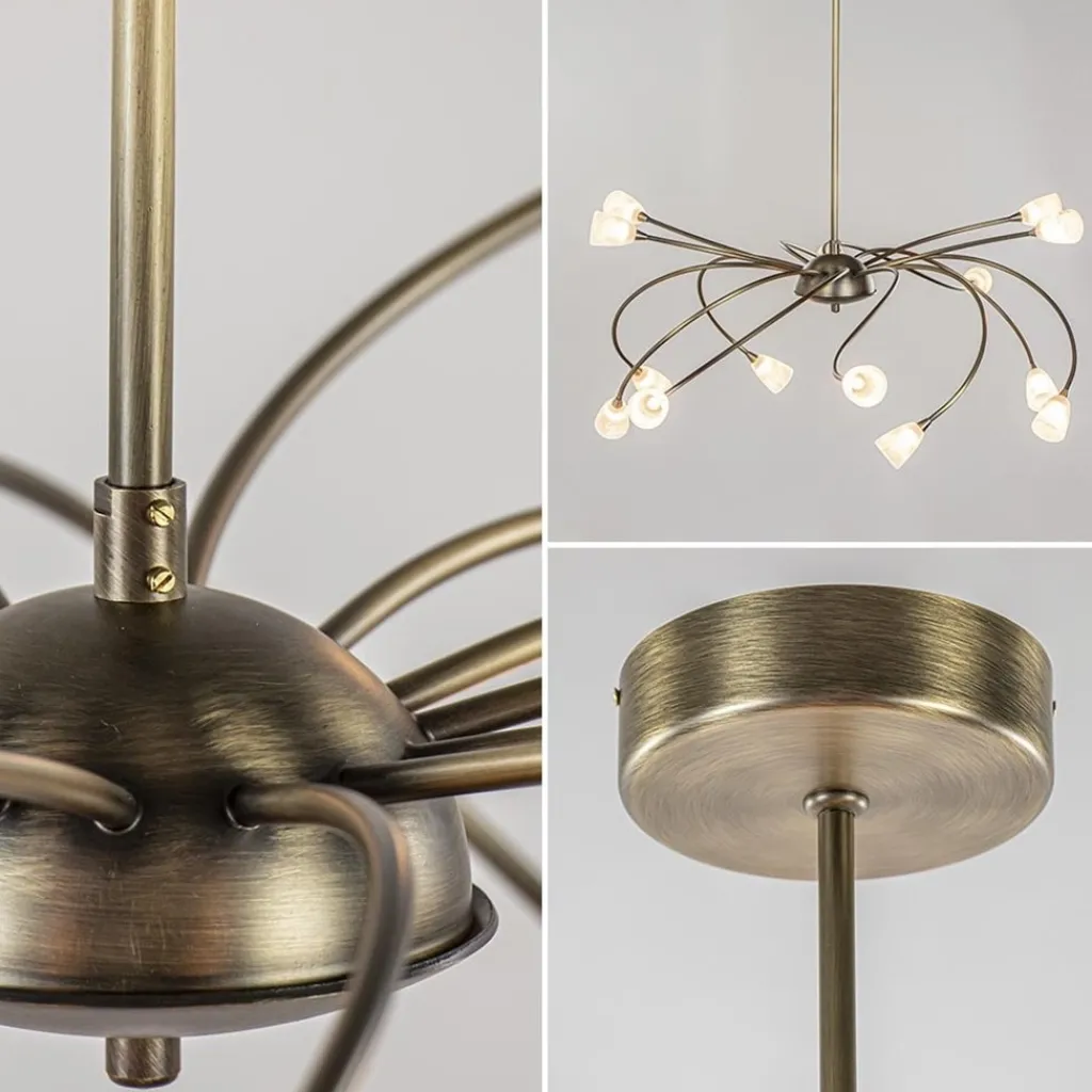 Straluma Klassieke eettafelhanglamp brons met wit glas dim to warm> Hanglampen|Keukenverlichting