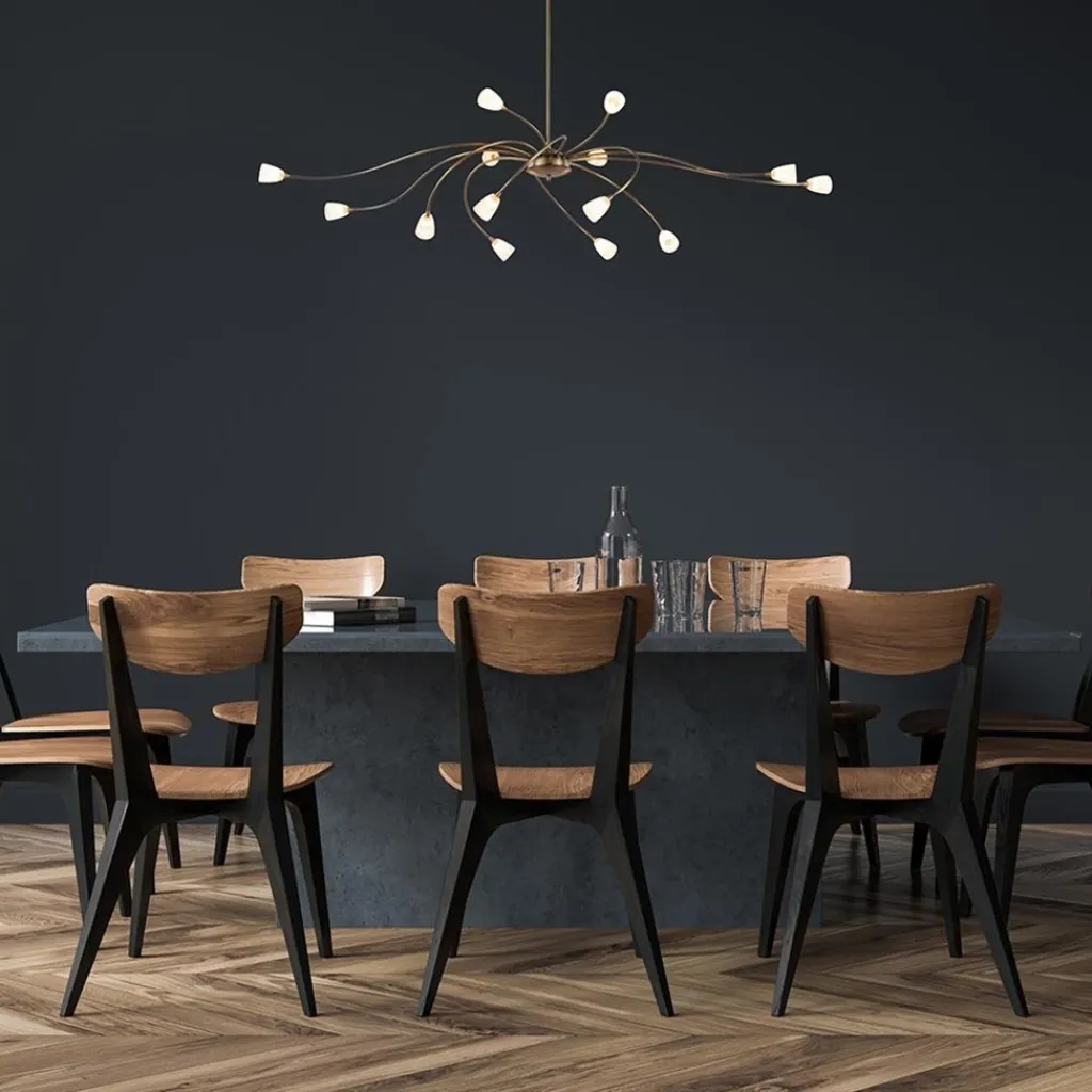 Straluma Klassieke eettafelhanglamp brons met wit glas dim to warm> Hanglampen|Keukenverlichting