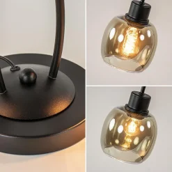 Straluma Klassieke 2-lichts tafellamp zwart met smoke glas><noscript><img width=