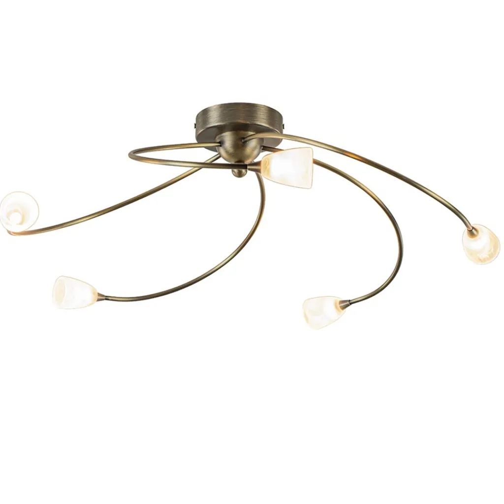 Straluma Klassieke plafondlamp brons met wit gevlamd glas> Plafondlampen|Halverlichting