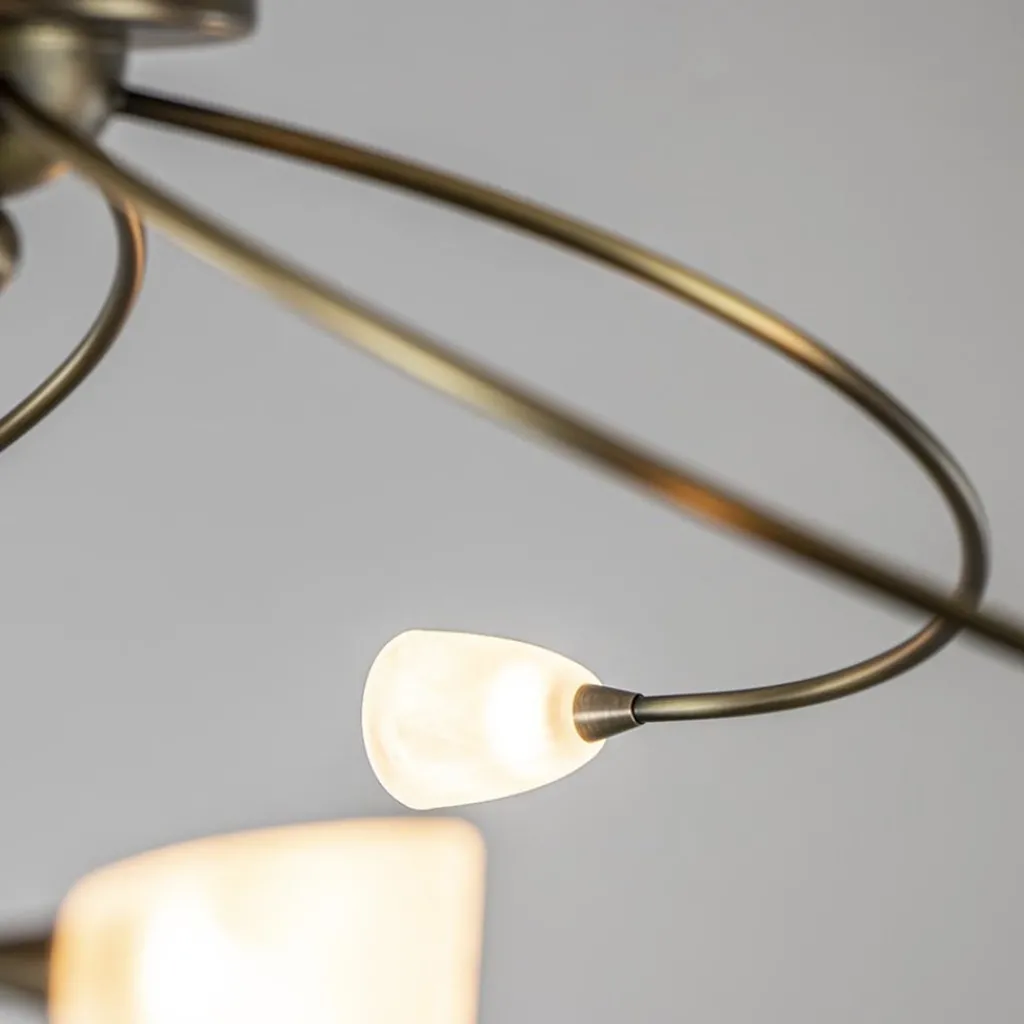 Straluma Klassieke plafondlamp brons met wit gevlamd glas> Plafondlampen|Halverlichting