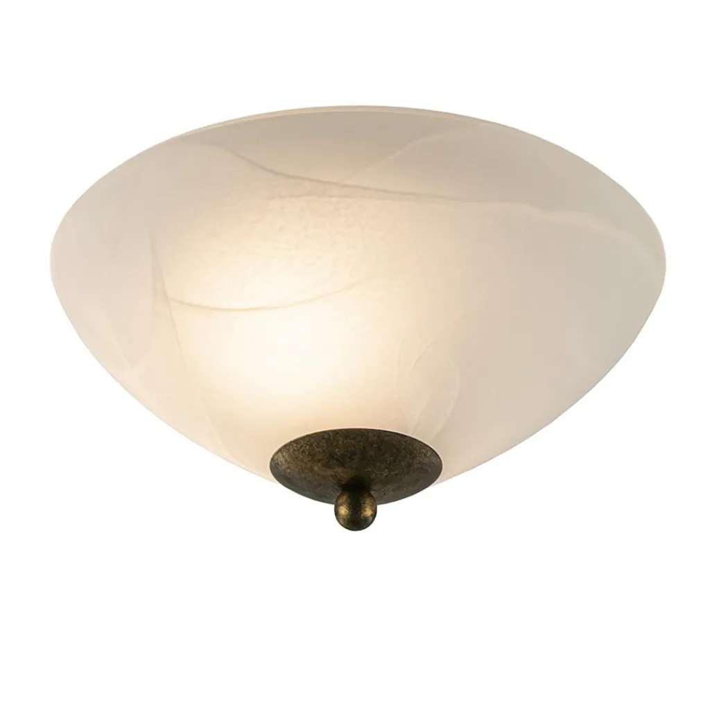 Straluma Klassieke plafondlamp gevlamd glas met brons 30 cm> Plafonnières|Keukenverlichting