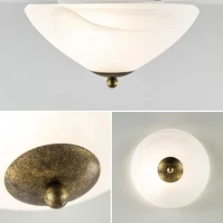 Straluma Klassieke plafondlamp gevlamd glas met brons 30 cm><noscript><img width=