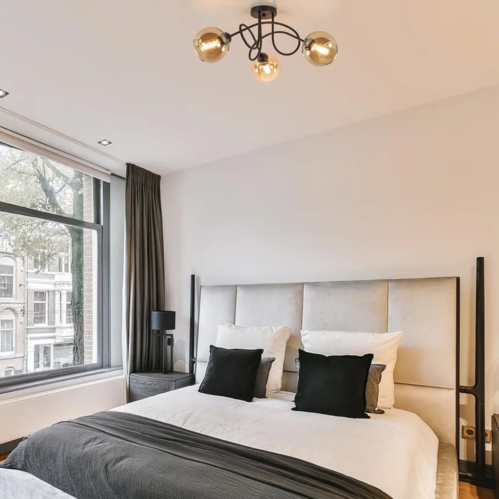 Straluma Klassieke plafondlamp 3-lichts met amber glas> Woonkamerlampen|Slaapkamerlampen