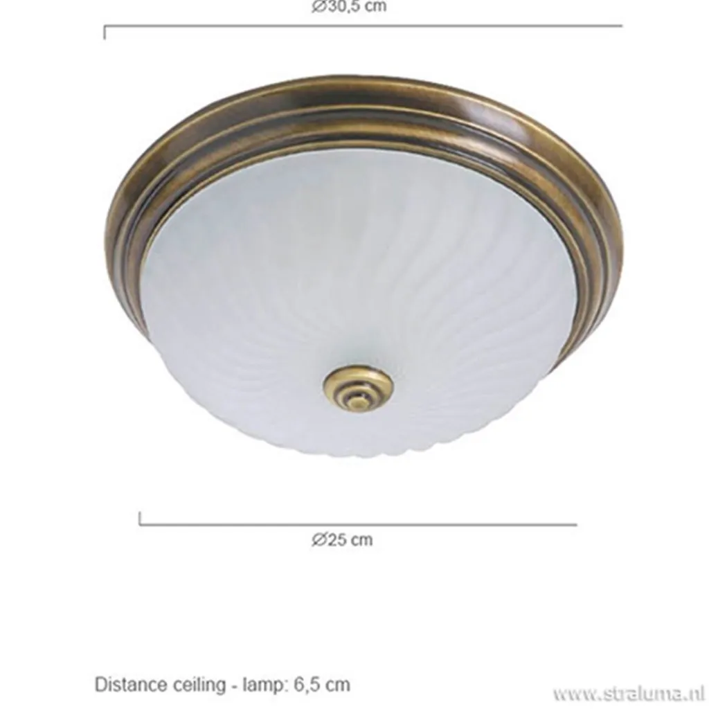 Straluma klassieke plafonnière Brons/glas> Plafonnières|Woonkamerlampen