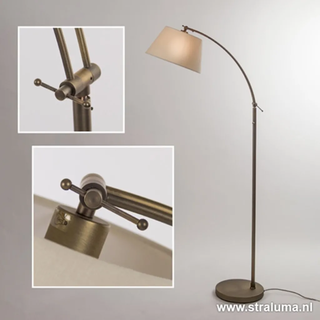 Straluma Klassieke vloerlamp brons met creme kap> Leeslampen|Woonkamerlampen