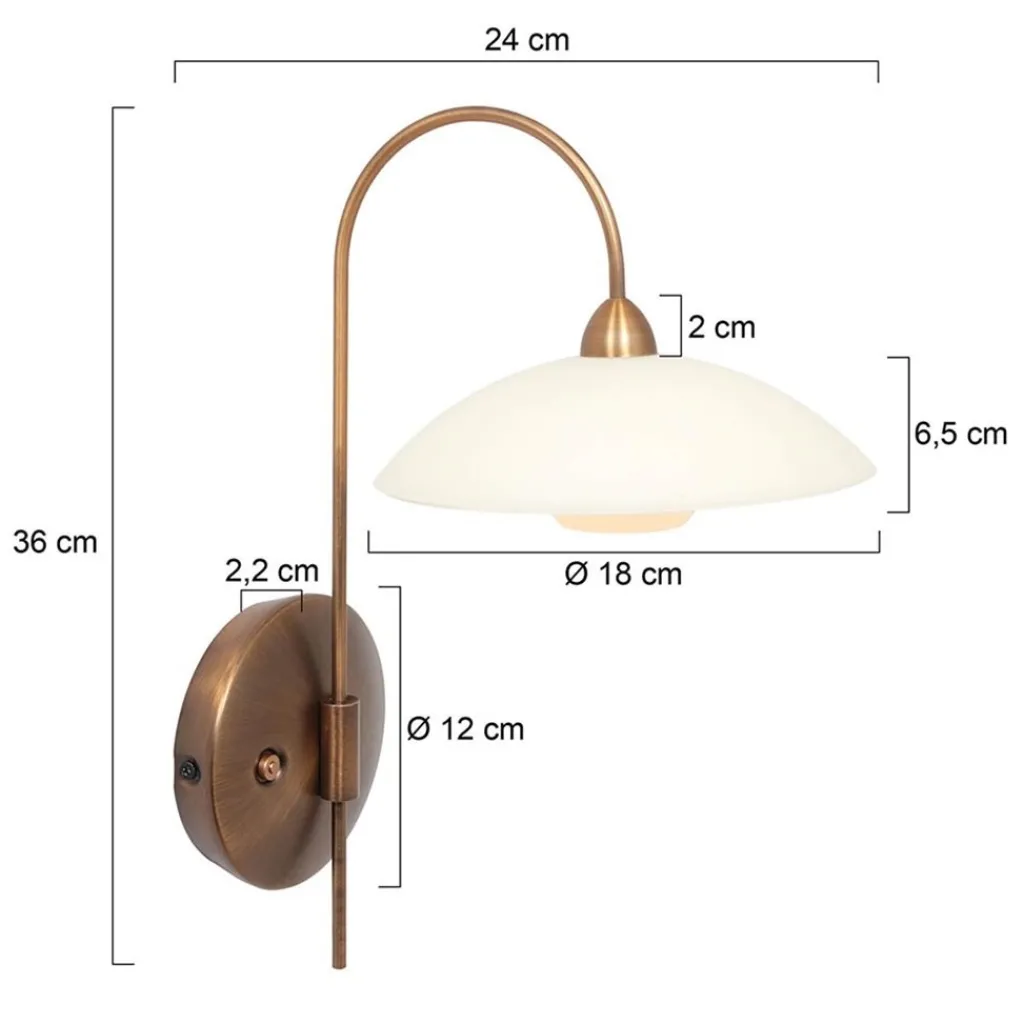 Straluma Klassieke wandlamp brons met creme glas incl LED> Wandlampen|LED Wandlampen