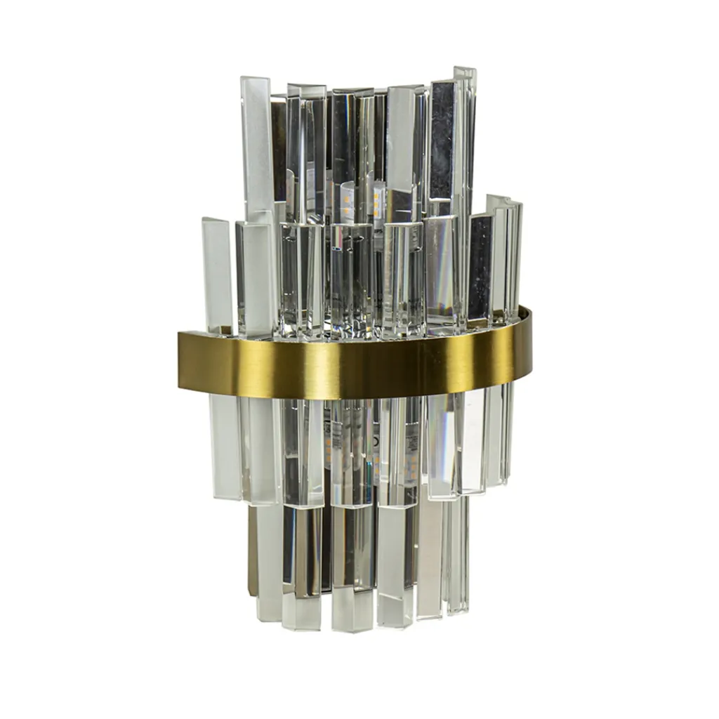Straluma Klassieke wandlamp brushed brass met helder kristal> Wandlampen|Klassieke Verlichting