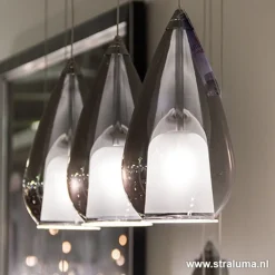 Straluma Kleine eettafel hanglamp glas 'Smoke'><noscript><img width=