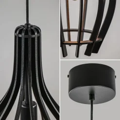 Straluma Kleine hanglamp kegel houten lamellen zwart><noscript><img width=