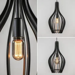 Straluma Kleine hanglamp kegel houten lamellen zwart><noscript><img width=