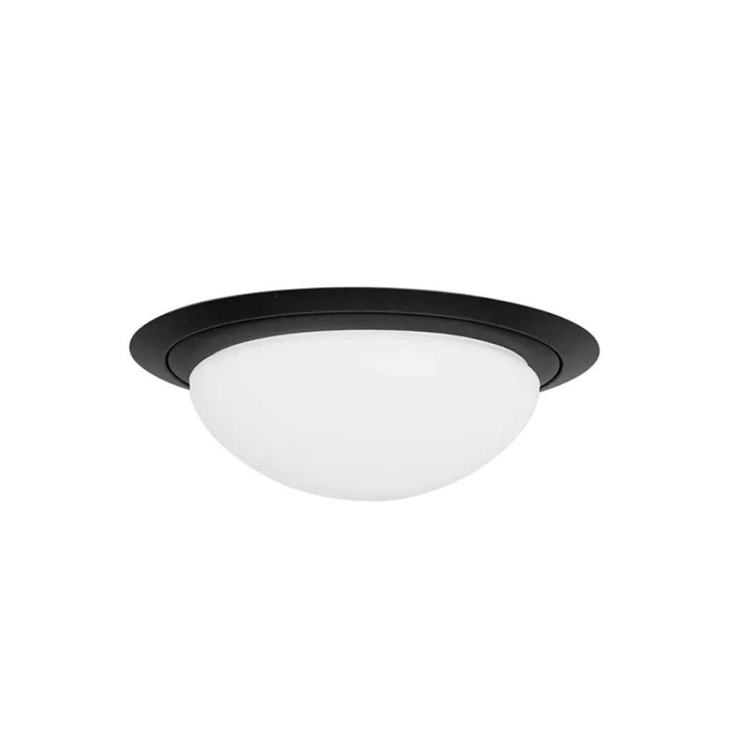 Straluma Kleine LED plafondlamp zwart met wit glas IP44> Plafondlampen|Plafonnières