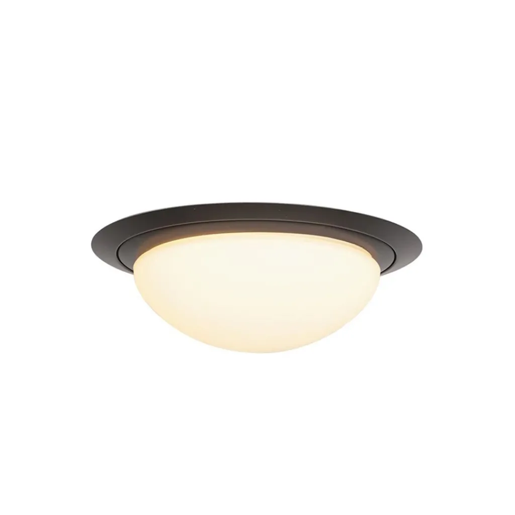 Straluma Kleine LED plafondlamp zwart met wit glas IP44> Plafondlampen|Plafonnières