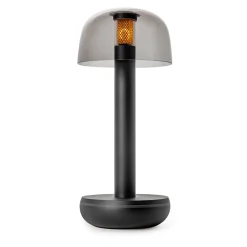 Straluma Kleine LED tafellamp oplaadbaar mat zwart met smoke glas> Tafellampen|LED Tafellampen