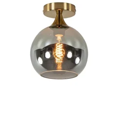 Straluma Kleine plafondlamp goud met smoke glas> Plafondlampen|Retro Verlichting