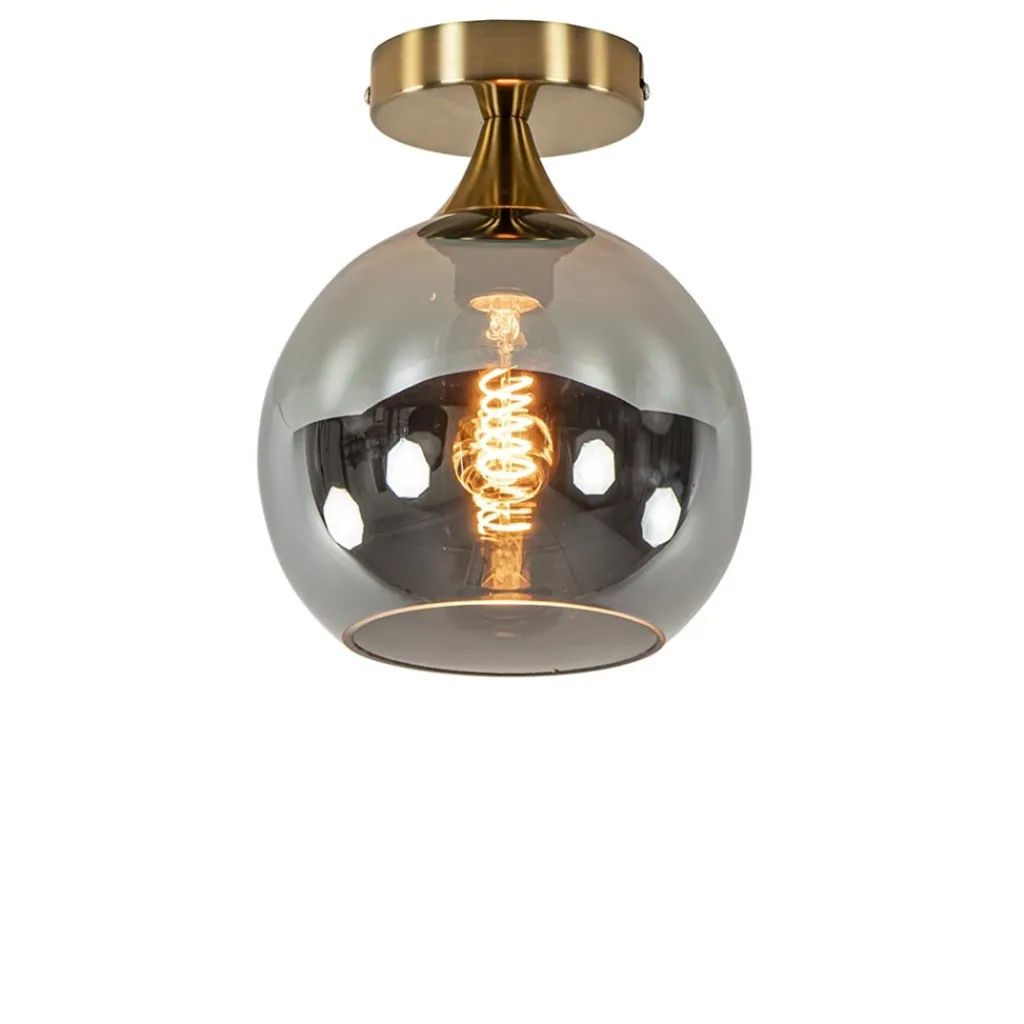 Straluma Kleine plafondlamp goud met smoke glas> Plafondlampen|Retro Verlichting