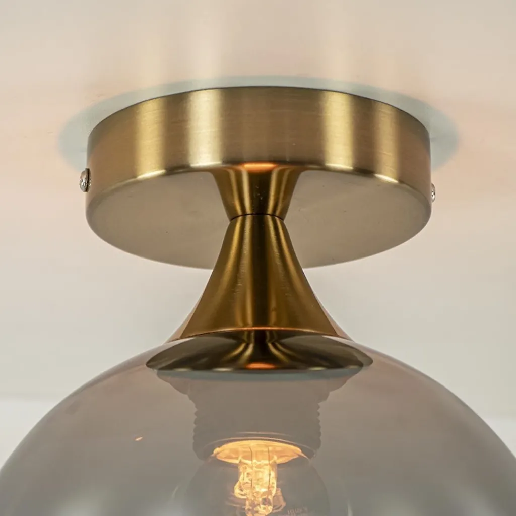 Straluma Kleine plafondlamp goud met smoke glas> Plafondlampen|Retro Verlichting
