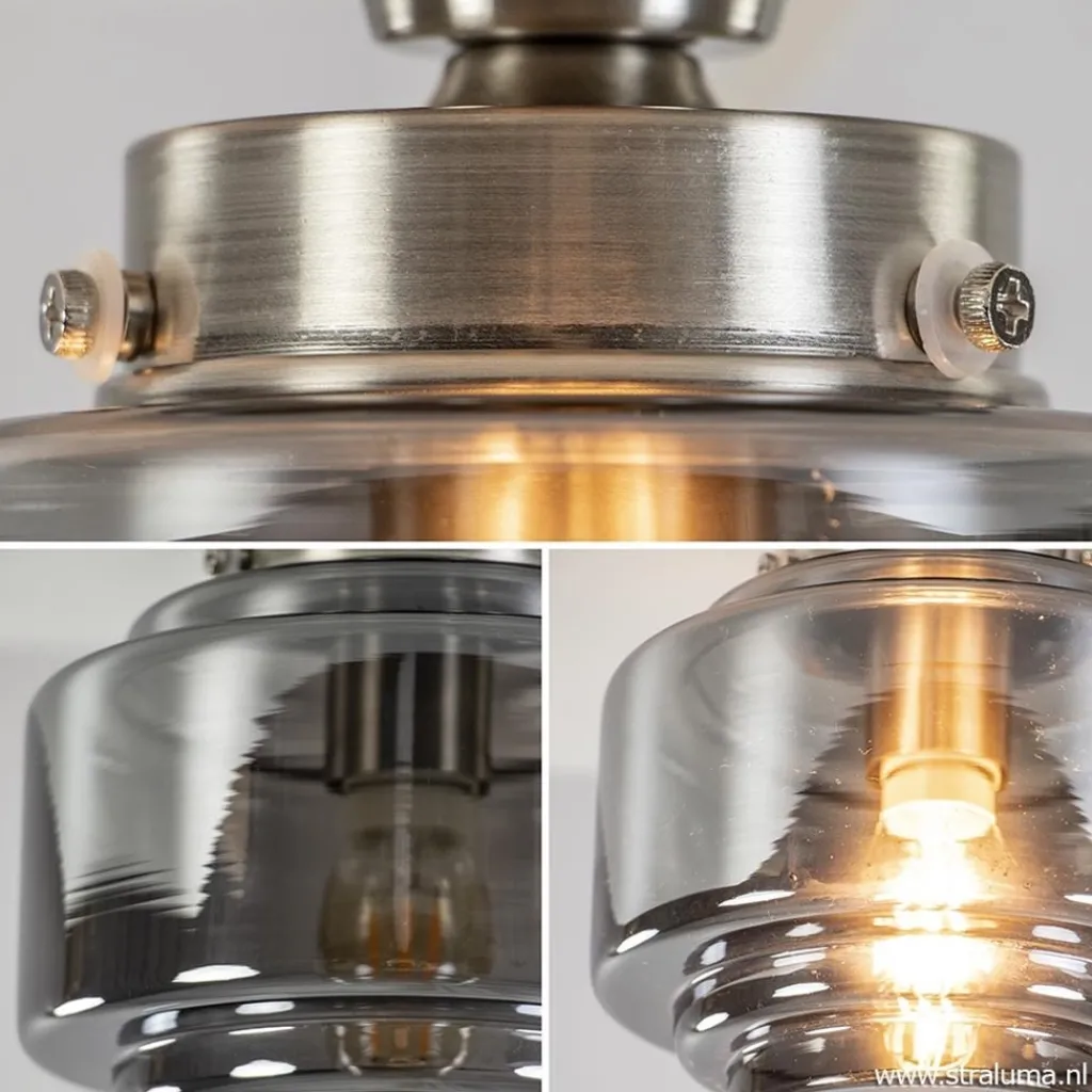 Straluma Kleine plafondlamp hal/toilet met smokey glazen kap> Woonkamerlampen|Slaapkamerlampen