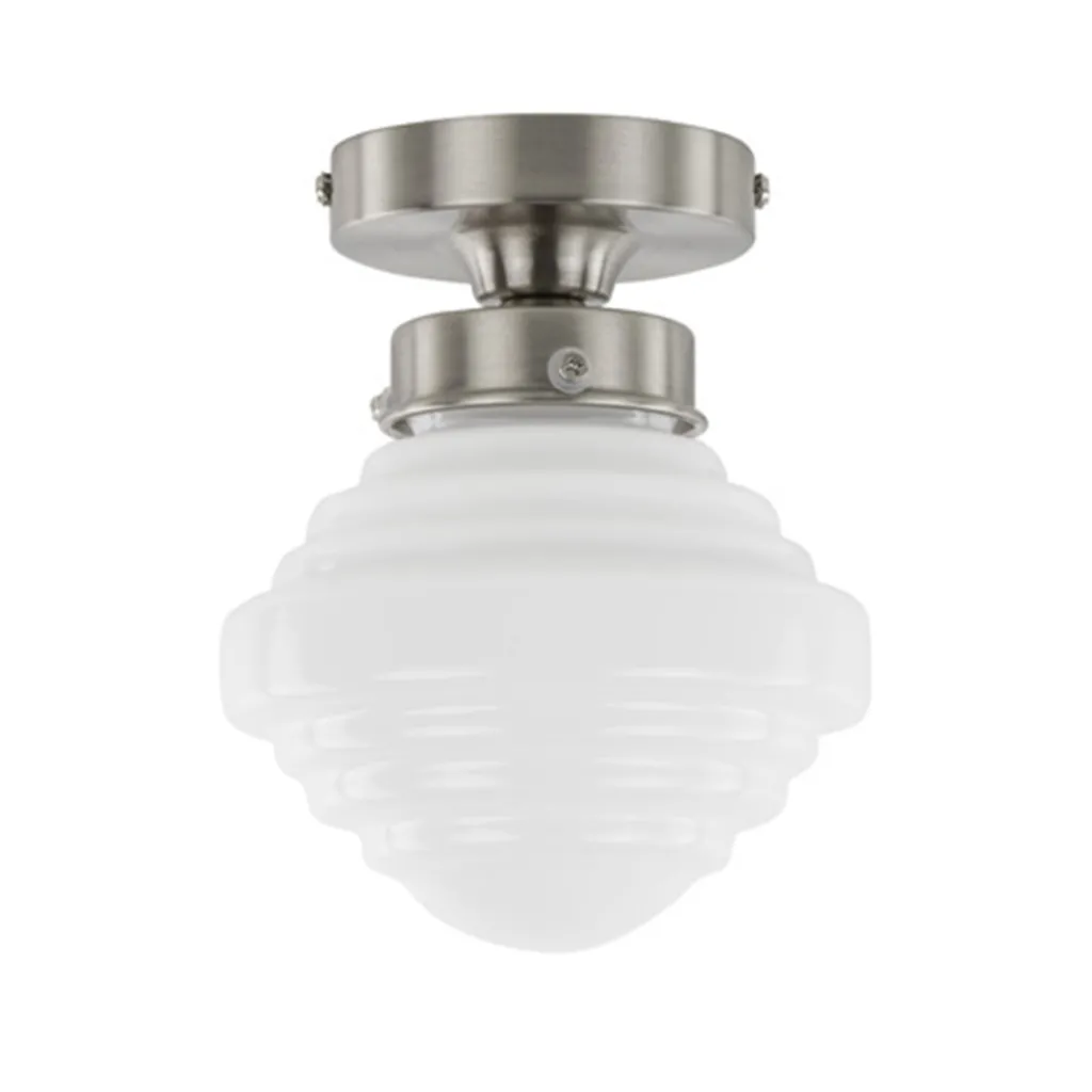 Straluma Kleine plafonnière staal met wit glas> Plafonnières|Keukenverlichting