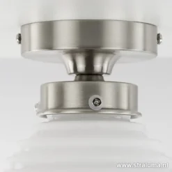 Straluma Kleine plafonnière staal met wit glas><noscript><img width=
