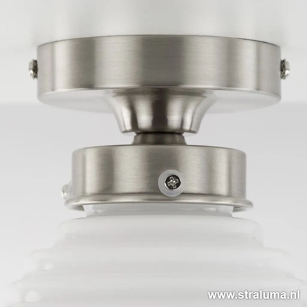 Straluma Kleine plafonnière staal met wit glas> Plafonnières|Keukenverlichting