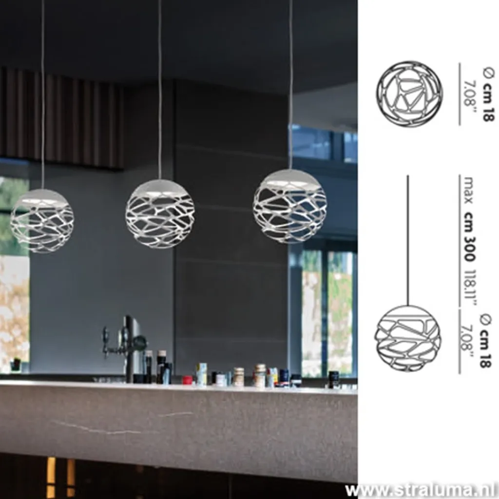 Straluma Kleine ronde design hanglamp Kelly wit> Hanglampen|Nachtkastlampen
