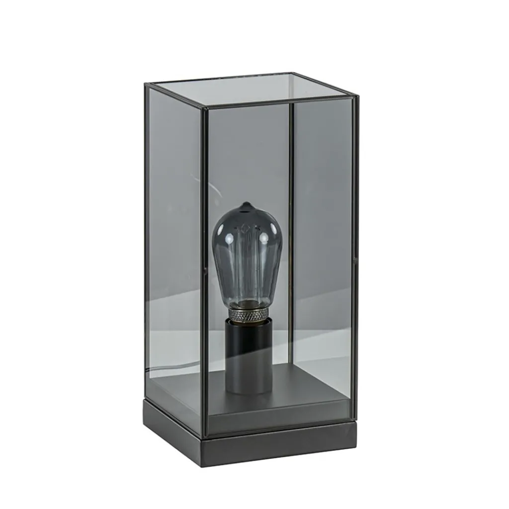 Straluma Kleine tafellamp Askjer zwart met smoke glas> Tafellampen|Light and Living