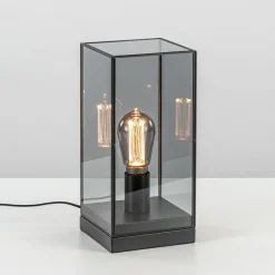 Straluma Kleine tafellamp Askjer zwart met smoke glas> Tafellampen|Light and Living