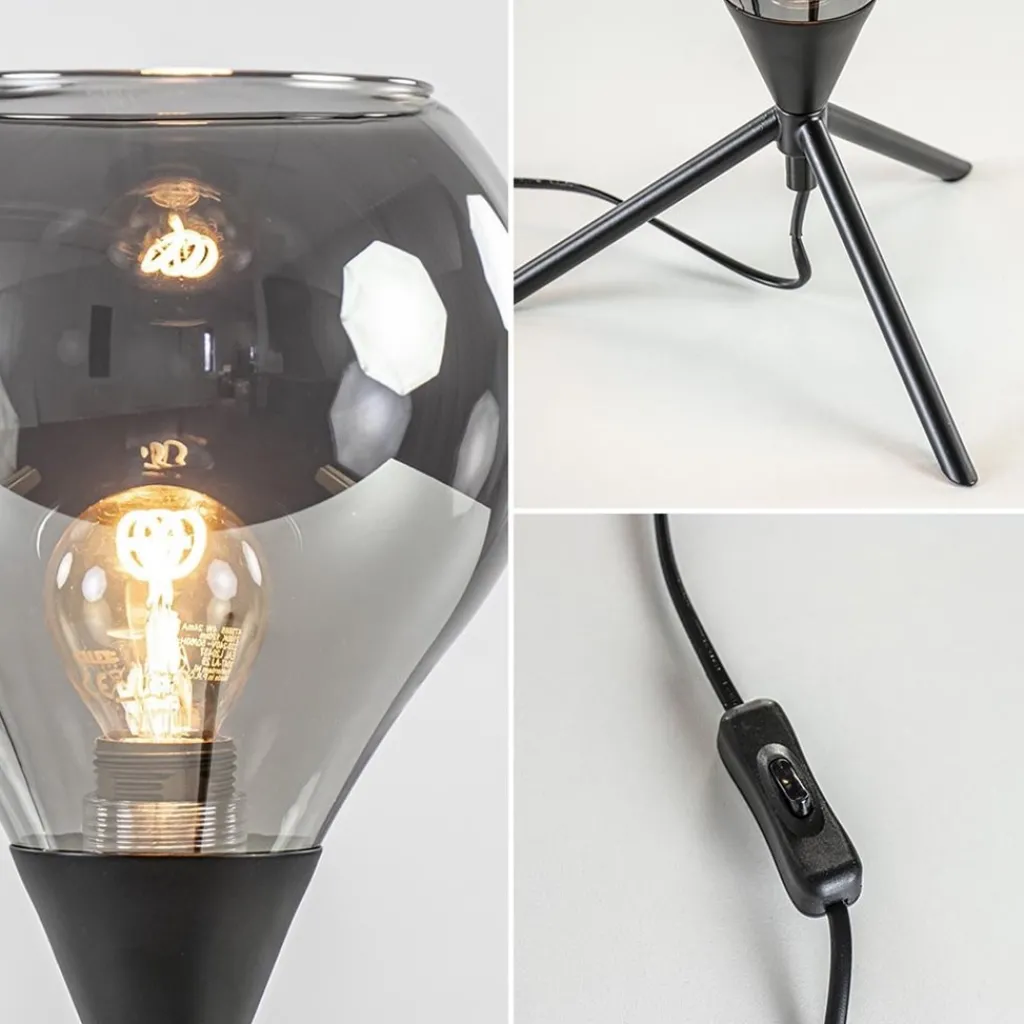 Straluma Kleine tafellamp driepoot met titanium glas> Tafellampen|Driepoot lampen
