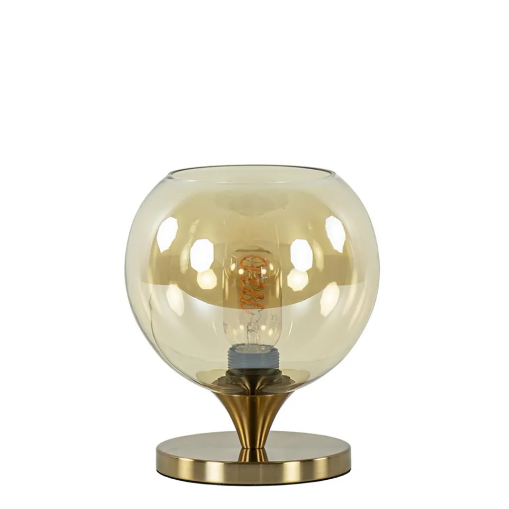 Straluma Kleine tafellamp goud met amber kleurig glas> Woonkamerlampen|Slaapkamerlampen