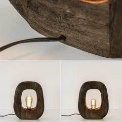 Straluma Kleine tafellamp Kelafo hout chocolade bruin><noscript><img width=